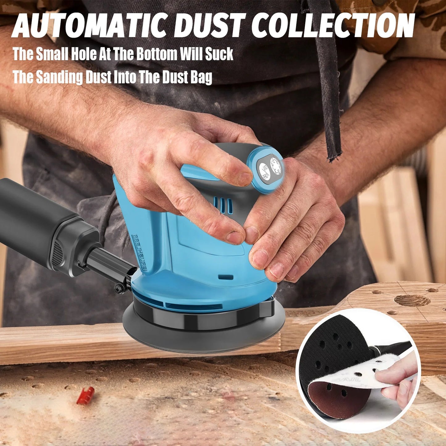 Premium Cordless Random Orbit Sander™ – Powerful 20V Electric Palm Sander for Wood, Metal & DIY
