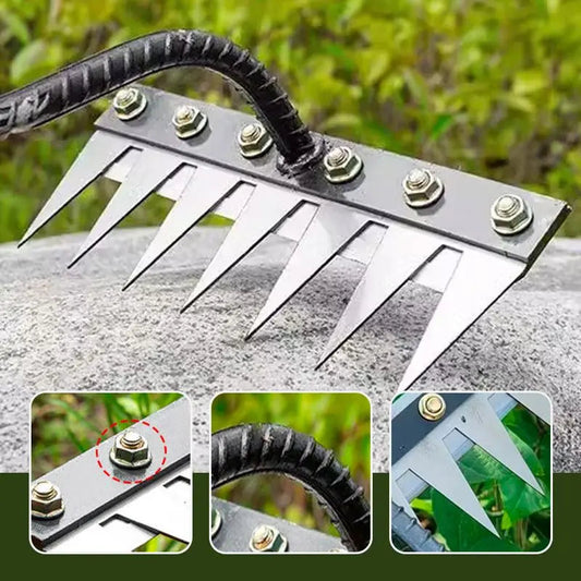 Premium Manganese Steel Garden Rake™ – Heavy-Duty Landscaping Tool for Soil, Gravel & Leaves