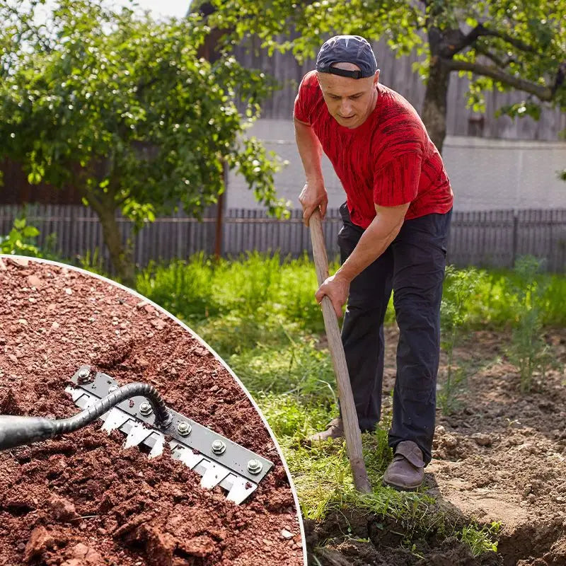 Premium Manganese Steel Garden Rake™ – Heavy-Duty Landscaping Tool for Soil, Gravel & Leaves